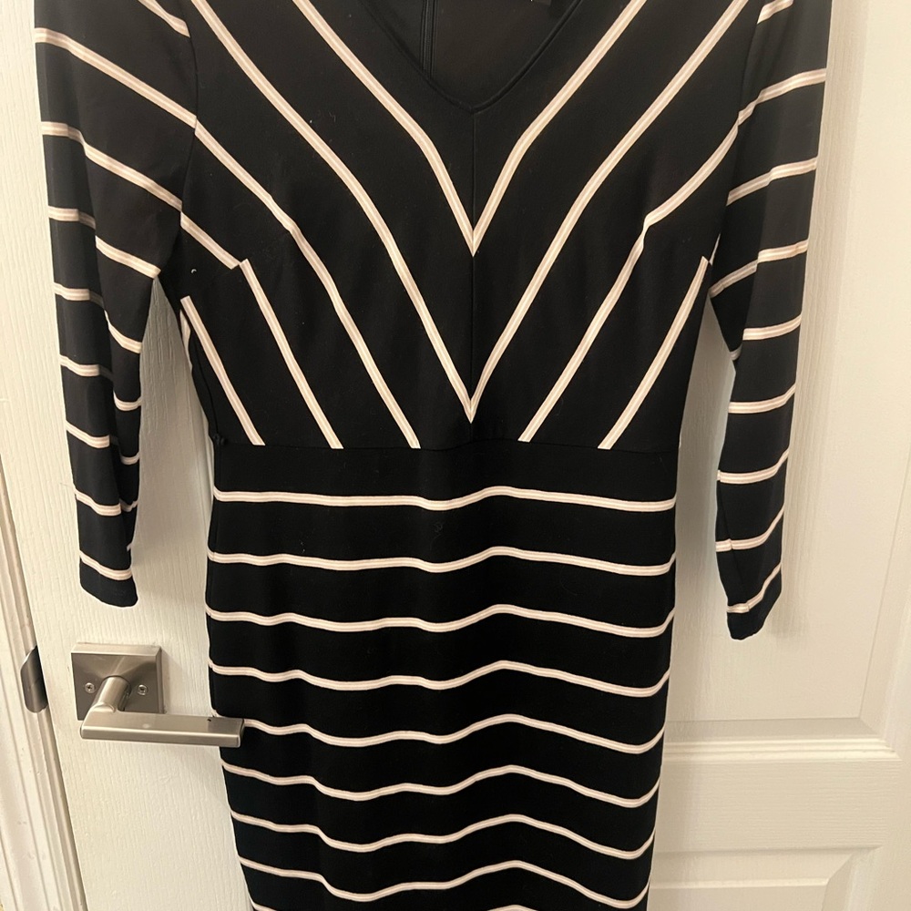 Elegant Black and White Striped Dress